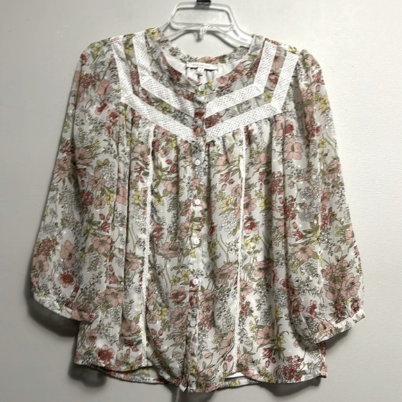 Skies Are Blue Tops - Skies Are Blue floral button up blouse small cottagecore